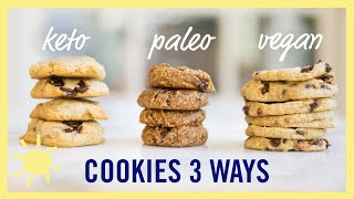 EAT  Chocolate Chip Cookies 3 Ways Vegan Keto Paleo [upl. by Kilk]