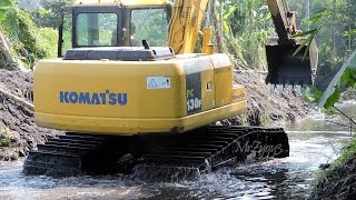 Komatsu PC130F Swamp Excavator at Work [upl. by Aeila]