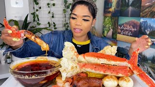 KING CRAB SEAFOOD BOIL WITH SPICY BUTTER SAUCE 🤤😍 [upl. by Attenaj]