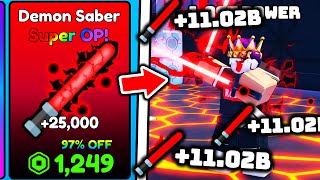 I Bought STRONGEST DEMON SABER and Become STRONGEST FIGHTER in Roblox Saber Battle Simulator [upl. by Bocyaj]