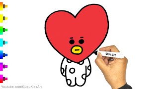 BT21 Tata drawing  How to Draw Tata BT21 easy [upl. by Auqinet]