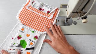 How to Sew a Handmade Kitchen Towel in Minutes [upl. by Antoinetta]