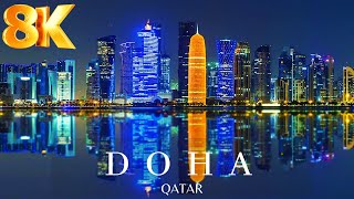 Doha Qatar 8k 🇶🇦 Night Cityscape Timelapse [upl. by Ylyl]