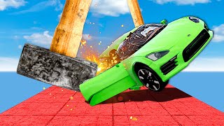 GIANT HAMMERS DESTROY CARS BeamNG [upl. by Tess298]