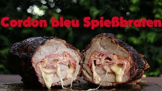 3 KG Cordon bleu Braten am Spieß auf dem Kugelgrill grillen  Spießbraten [upl. by Tibold950]