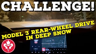 DEEP SNOW Challenge Tesla Model 3 Rearwheel Drive [upl. by Enilaf]