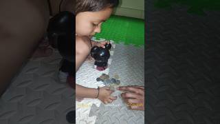 He doesnt even allow to touch the coins 🤑😀sare coins apni💰coin bank me 🏦👛🤷🏻 moneysaving coinbank [upl. by Dnomal]