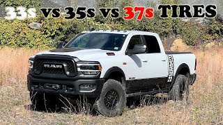 33s vs 35s vs 37s Inch Tires Comparison OFFROADING Ram 2500 Power Wagon [upl. by Esinev]