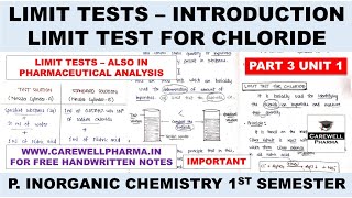 Limit Test Introduction  Limit Test for Chloride   Part 3 Unit 1  inorganic chemistry 1 Semester [upl. by Adnawaj221]