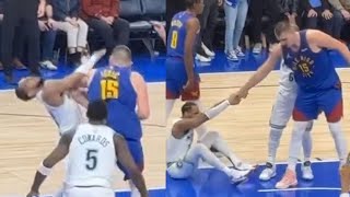 Nikola Jokic accidentally ELBOWED Monte Morris in the face Edwards immediately ran to the refs [upl. by Ymmat662]