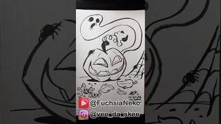 Inktober Day 30  timelapse speeddraw speedpaint sketchbook ink pen pumpkin halloween art [upl. by Laekcim]