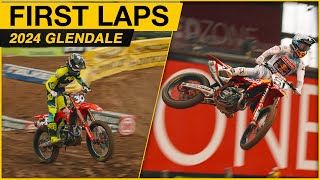 Supercross First Laps  2024 Glendale [upl. by Esinnej]