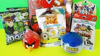 8 Surprises Unboxing Despicable Me 2 Transformers Ben 10 Cars Mighty Beanz Power Rangers [upl. by Meenen]