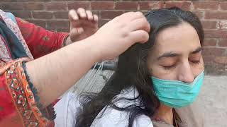 Lice hunting with comb with real sound ASMR family vlogs [upl. by Harlin]