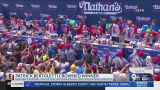 Patrick Bertoletti of Chicago wins Nathan’s hot dog eating contest [upl. by Aivek]