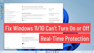 Fix Windows 1110 Cant Turn On or Turn Off Real Time Protection [upl. by Yeslehc]