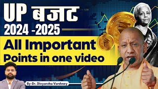 UP Budget 20242025  All Important Points in One Video  Uttar Pradesh Budget 2024 25 By Dr DV Sir [upl. by Ahcila]