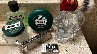 1st useOneBlade Genesis Razor amp Feather Blade Proraso Green amp Simpson Chubby 2 [upl. by Nonnelg]