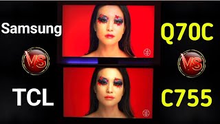 Samsung Q70C Vs TCL C755 side by side comparison 2024 💥 by unboxing Genius [upl. by Orin]