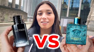 VERSACE EROS vs DIOR SAUVAGE ⚡️ Which Fragrance Do Women Like More 💋 [upl. by Evetta]