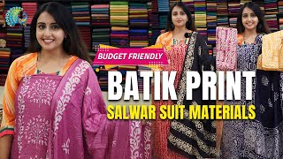 Batik Print Salwar Suit Dress Material with Dupatta  Mahalekshmi Silks [upl. by Aitnauq]