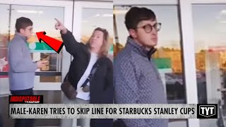 Desperate Starbucks Customer Tries Skipping Line For Stanley Cups [upl. by Yrelav]