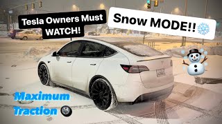 Tesla SNOW Mode Activation  Model Y Performance Must See [upl. by Ludewig]