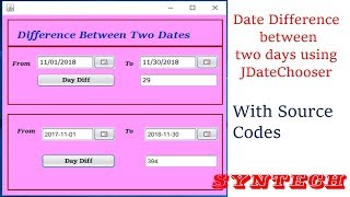 java date difference between two dates  using jDateChooser with source codes [upl. by Amery]