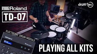 Roland TD07KV electronic drum kit Playing ALL KITS sound demo [upl. by Halda]