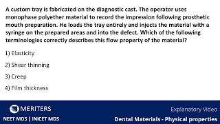 NEET MDS  INICET  Dental Materials  Physical properties  Explanatory Video neetmds2025 [upl. by Nelli]