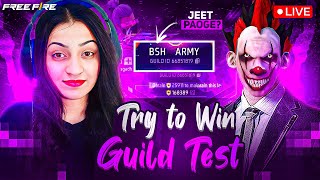 GUILD TEST ON LIVE WITH GIRL FACECAM girlgamer newseason freefireindia [upl. by Wadesworth587]