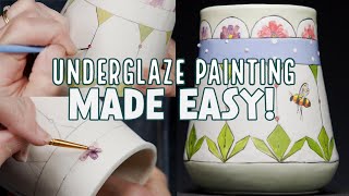 Underglaze Painting Made Easy  Paint Along with Ann [upl. by Eiggam324]