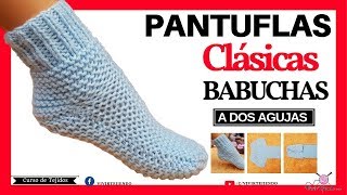 Pantuflas y Babuchas a Dos Agujas Punto Santa Clara  Tejidos a Palillos [upl. by Waters]