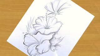 How to sketch flowers with butterfly 🦋Gali Gali Art [upl. by Anatniuq]