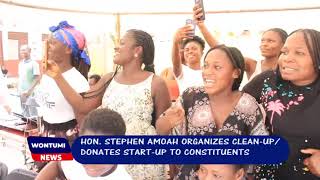 HON STEPHEN AMOAH ORGANIZES CLEANUP DONATES START UP TO CONSTITUENTS [upl. by Enoyrt180]