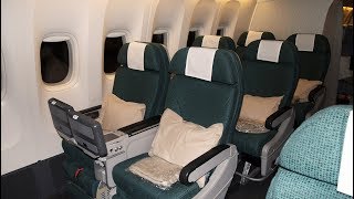 Cathay Pacific 777300ER Premium economy CX831 New York to Hong Kong flight review 29 [upl. by Nicholl605]