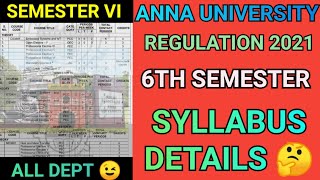 Anna University 6th Semester Syllabus Details ✅  Engineering 6th Sem Syllabus 💯 Regulation 2021AU [upl. by Sethi678]