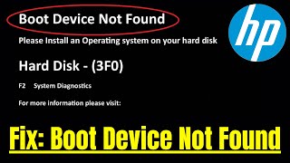 Boot Device Not Found HP LAPTOP  Hard Disk 3f0  No Boot Device Found  UPDATED 2024 FIX [upl. by Brenza]