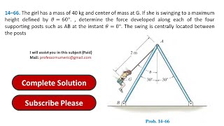 14–66 The girl has a mass of 40 kg and center of mass at G  Engineering Mechanics Dynamics [upl. by Brandise]