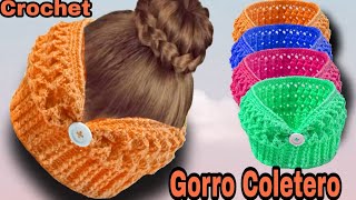 Gorro coletero a crochet todas las medidas Paso A Paso [upl. by Jermayne245]