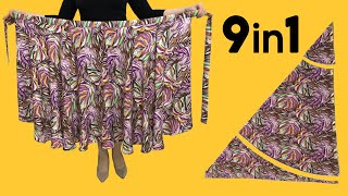 Cut in 5 Minutes Wear in 9 Different Styles As blouse dress Very Easy Wrap Skirt Sewing [upl. by Bobbi]