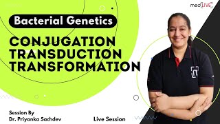 Bacterial Genetics  Conjugation  Transduction  Transformation  MedLive by Dr Priyanka Sachdev [upl. by Ikila]