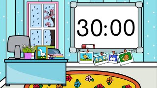 30 Minute Spring Classroom Timer with 2 Minute Clean Up [upl. by Yonatan]