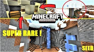 Minecraft PE  RARE Fossil INSIDE Desert Temple FLOATING Igloo ZOMBIE VILLAGE amp MORE  SEED [upl. by Auqenahs23]