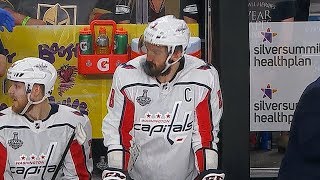 Alex Ovechkin takes puck to face barely flinches [upl. by Ahsiema542]