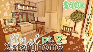 Interior Floral Bloxburg House Build 2 Story PART 2 [upl. by Connell]