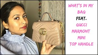 WHATS IN MY BAG FEAT GUCCI MARMONT MINI TOP HANDLE WITH MOD SHOTS 2019 [upl. by Ribaudo471]