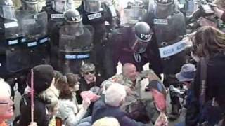 police brutality against Free Bradley Manning protest hurts Colonel Ret Ann Wright [upl. by Asehr]