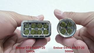 Emisar DT8 8xSST20 5000k  Emisar D4V2 4xSST20 5000k turbo comparison [upl. by Aihtak]