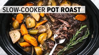 SLOW COOKER POT ROAST  an easy crock pot roast for dinner [upl. by Lihcox103]